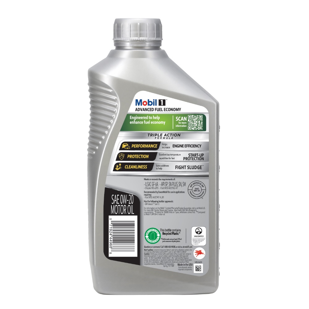 Mobil 1 Advanced Full Synthetic Motor Oil, 0W-20, 1 Quart - 124184