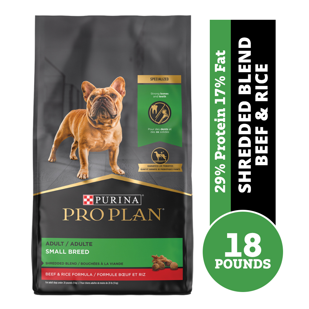Purina Pro Plan Small Breed Shredded Blend Beef Rice Dry Dog