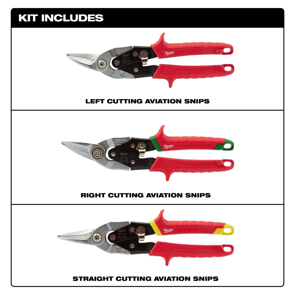 Milwaukee 3 Piece Aviation Snip Set - 48-22-4533 | Rural King