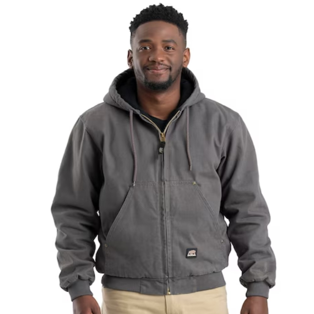 Berne Mens Original Washed Hooded Jacket - Bark Brown HJ375BB