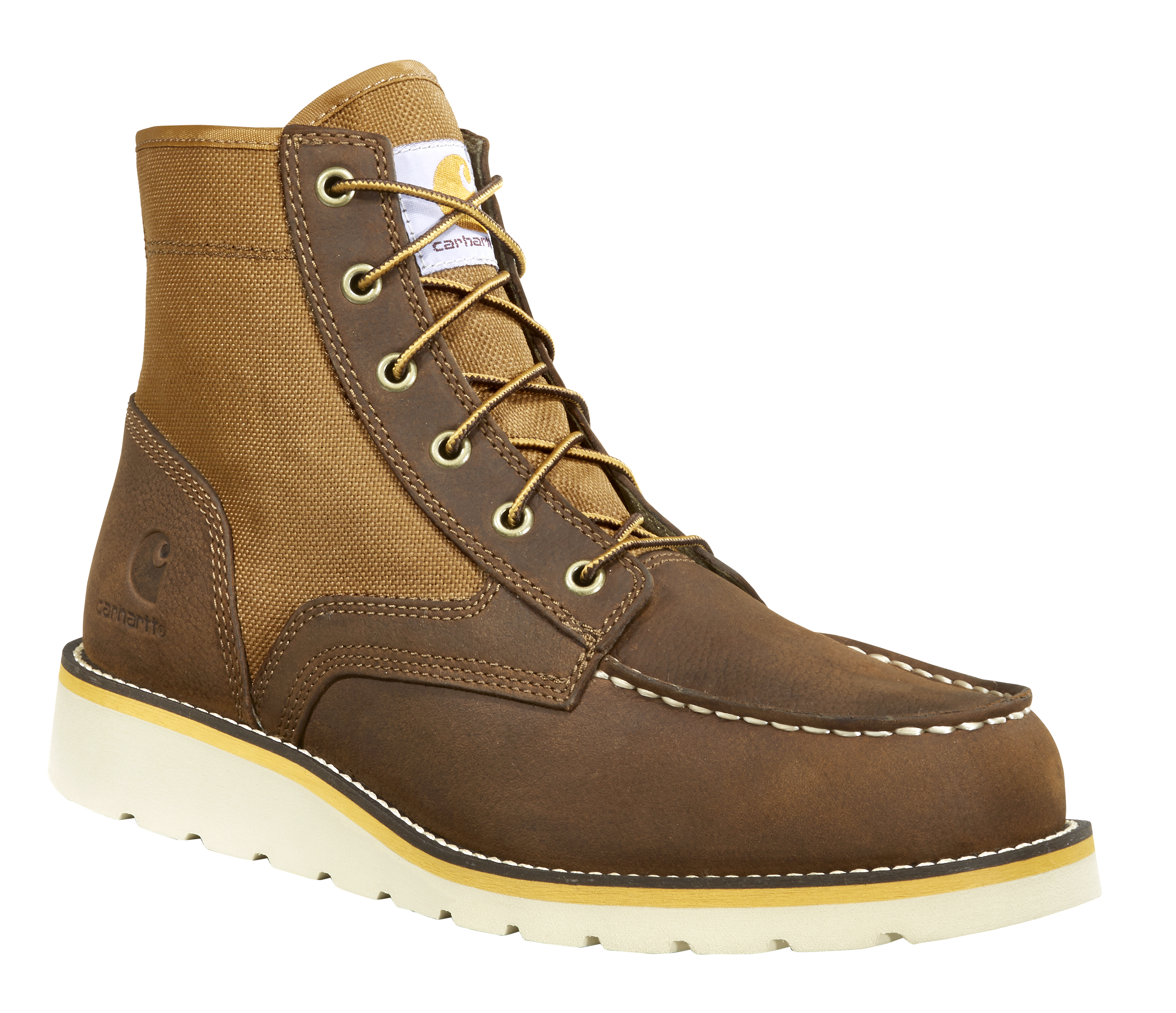 Carhartt Mens 13 W Brown Leather Wedge Sole Moc Toe Work Boots FW6077-M EH SR 18CTTM6MCTWDGSTTNFBO_Brown_is main image 2