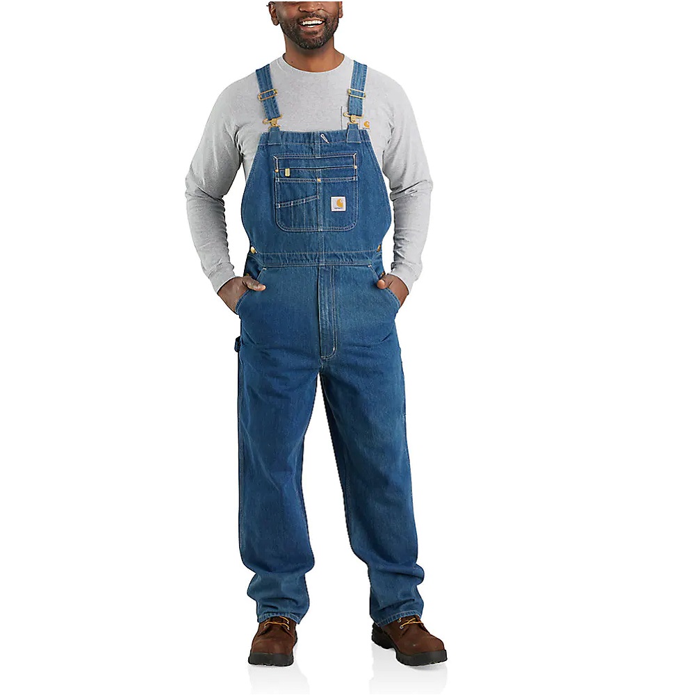 Carhartt® Men's Loose Fit Denim Bib Overall, Denim - 104672-DST
