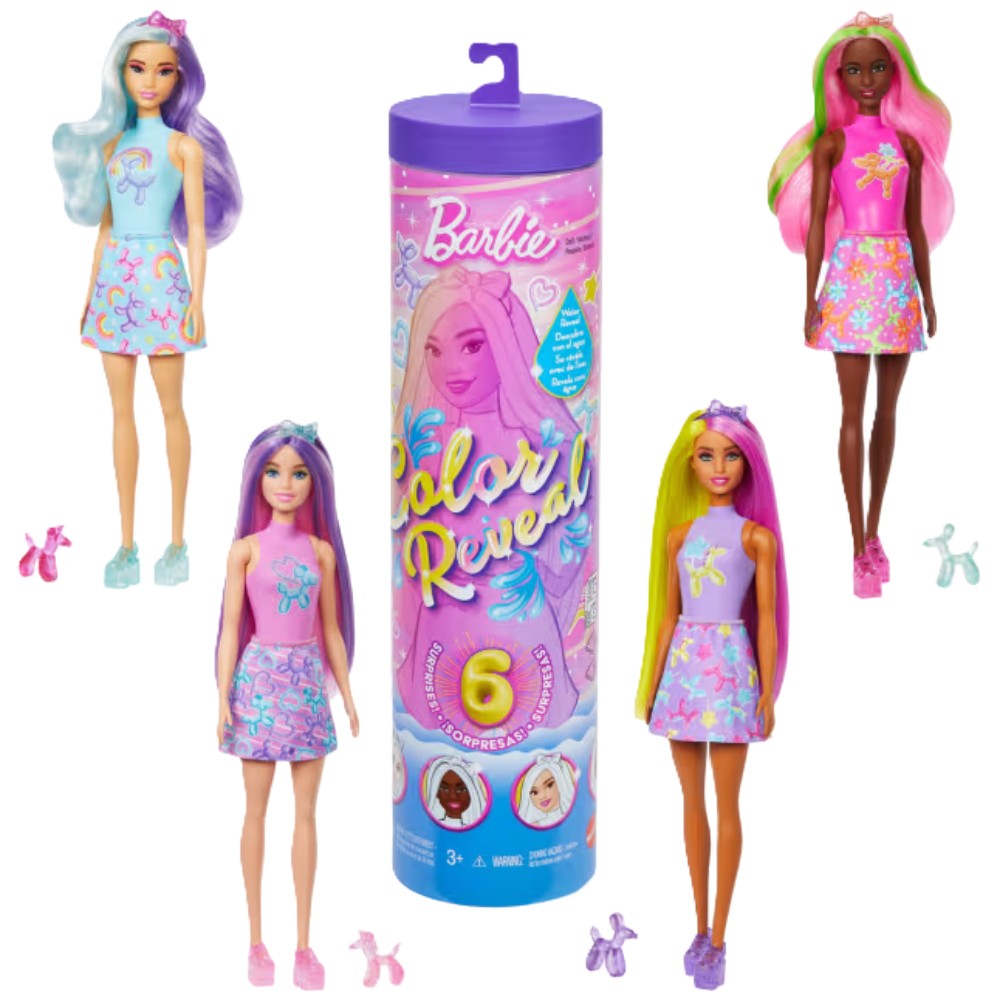 Barbie Color Reveal Balloon Animals Series Doll with 6 Surprises
