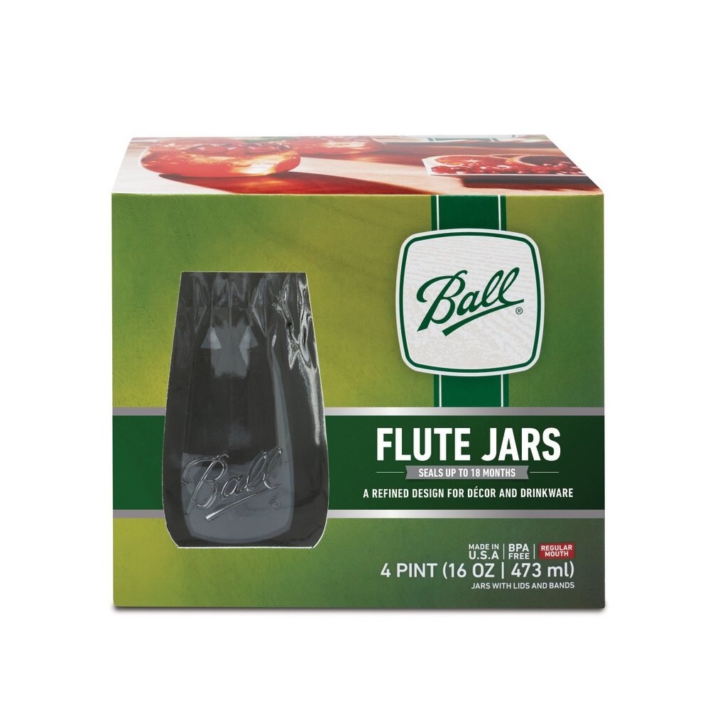 Ball Flute Jars, 16 oz. 4 Pack 1440061199 Rural King