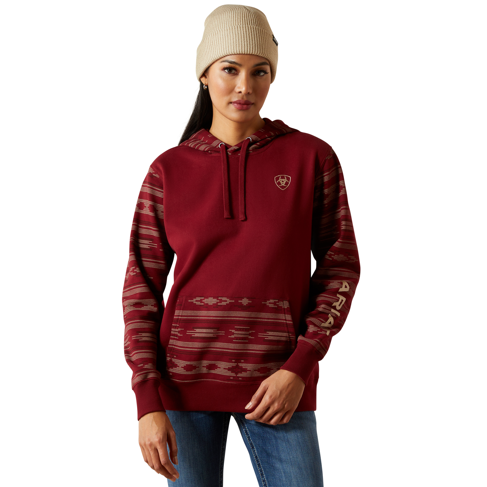 ARIAT Women's Real Allover Print Hoodie – Cozy Fleece Hoodie With Western Style & Southwestern Print