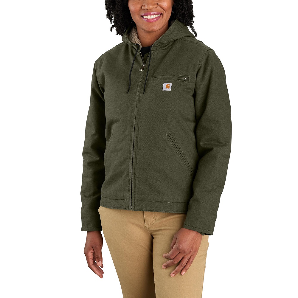 Carhartt® Women's Loose Fit Washed Duck Sherpa Lined Hooded Jacket