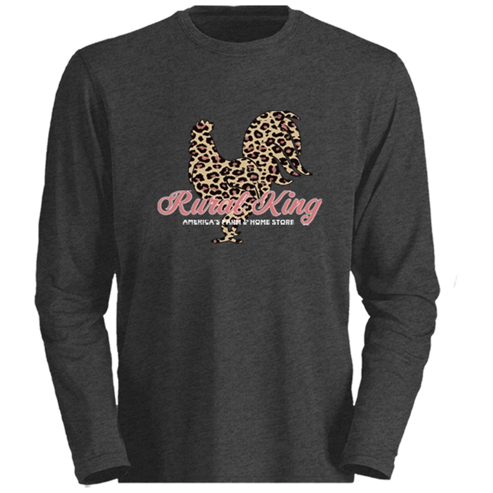 Rural King Women's Leopard Print Chicken Long Sleeve Graphic TShirt