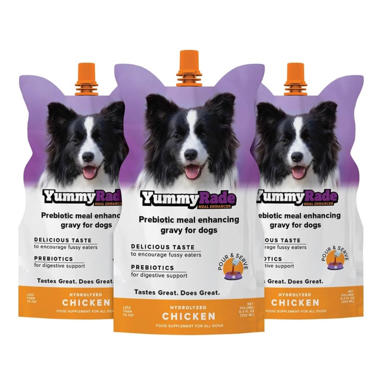 YummyRade Prebiotic Gravy Meal Enhancer for Dogs, 8.4 fl oz Three