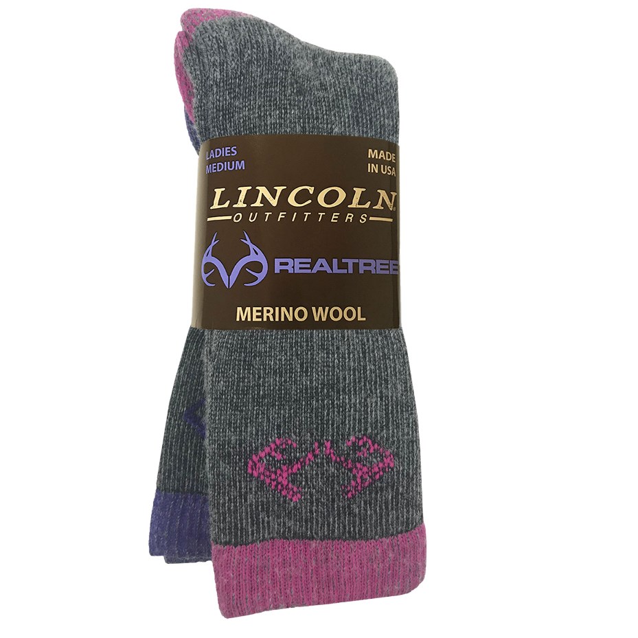Lincoln Outfitters Ladies Merino Wool Boot Sock with Fuchsia Accents