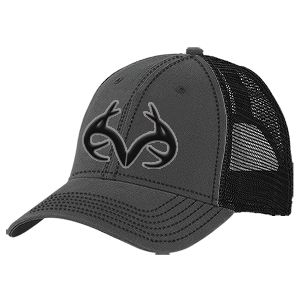 RK RealTree Men's Antler Outline Trucker Cap Charcoal RTPCAP370