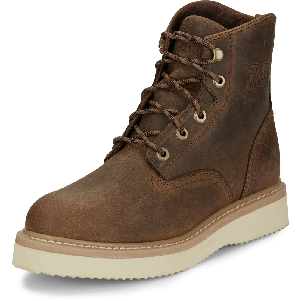 Justin Men's 6\" Maxwell LaceUp Wedge Boot, Peanut Tan OW708 Rural King