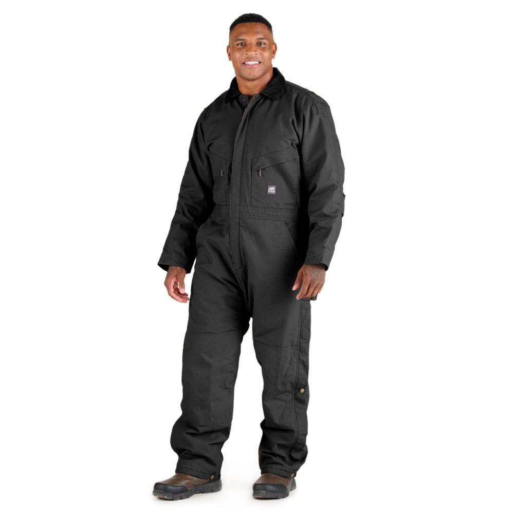 Berne Men's Heartland Insulated Washed Duck Bib Coverall, Black