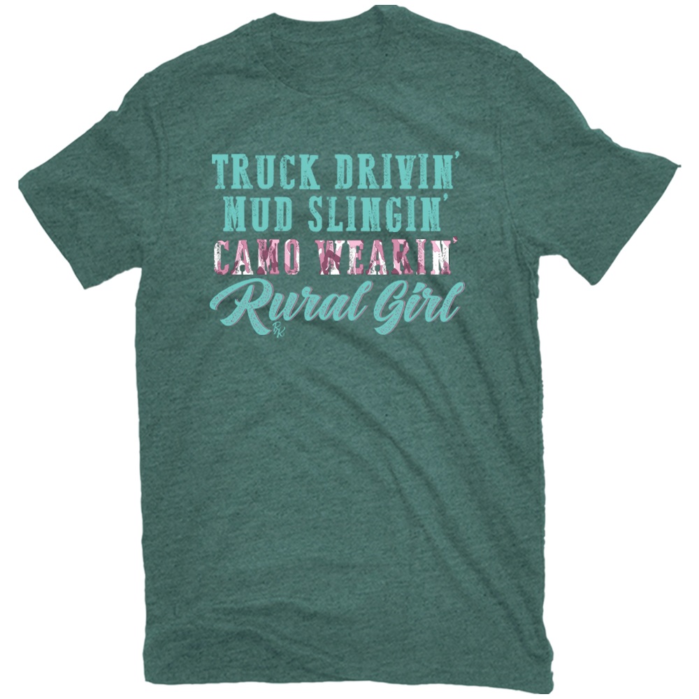 Rural King Ladies Short Sleeve Graphic TShirt, Deep Sea Light Heather