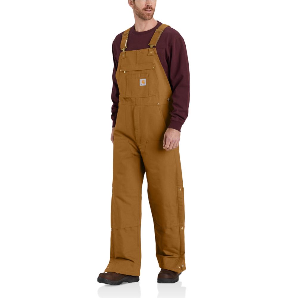 Carhartt Men's Loose Fit Firm Duck Insulated Bib Overall, Black