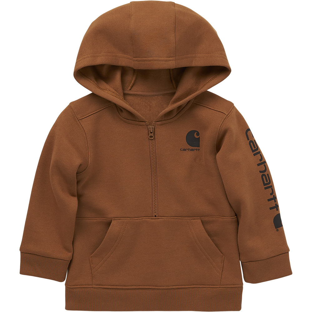 Carhartt Long Sleeve Half Zip Hooded Sweatshirt, Exotic Orange