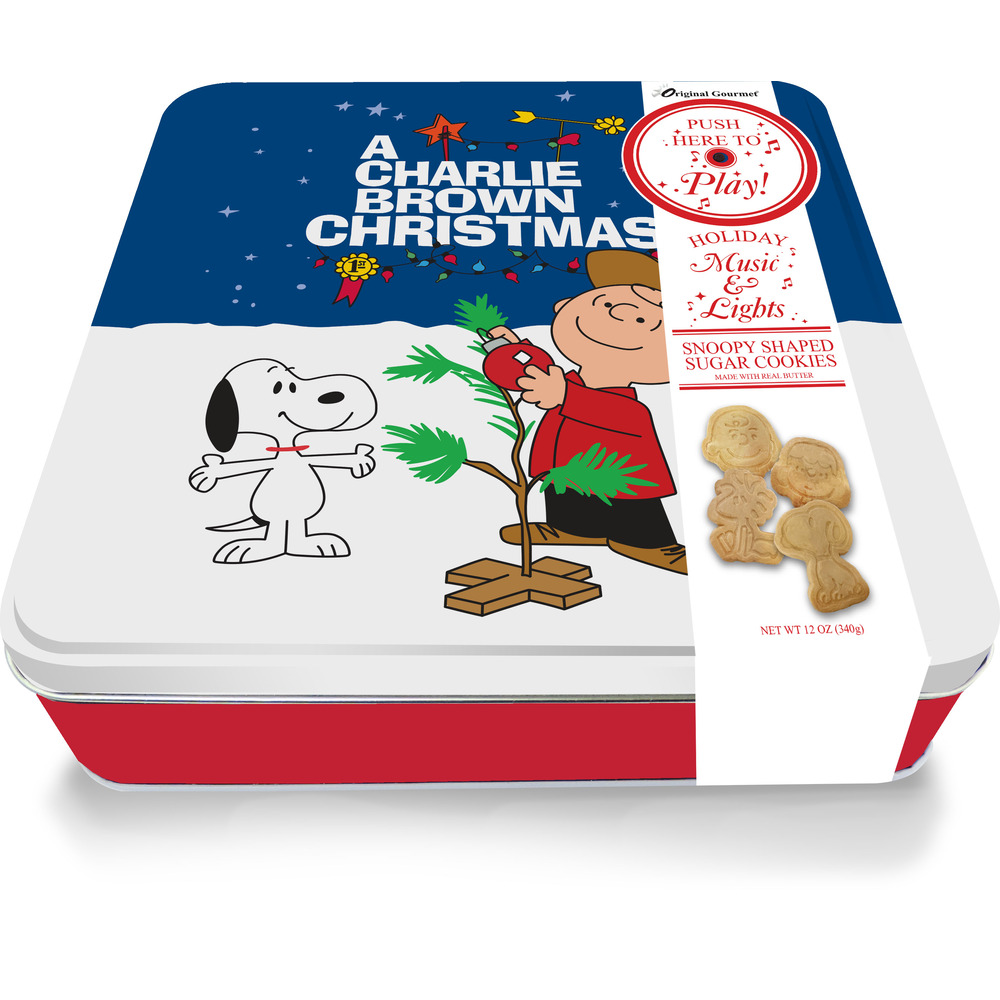 Original Gourmet Peanuts Music and Lights Cookie Tin, 12 oz