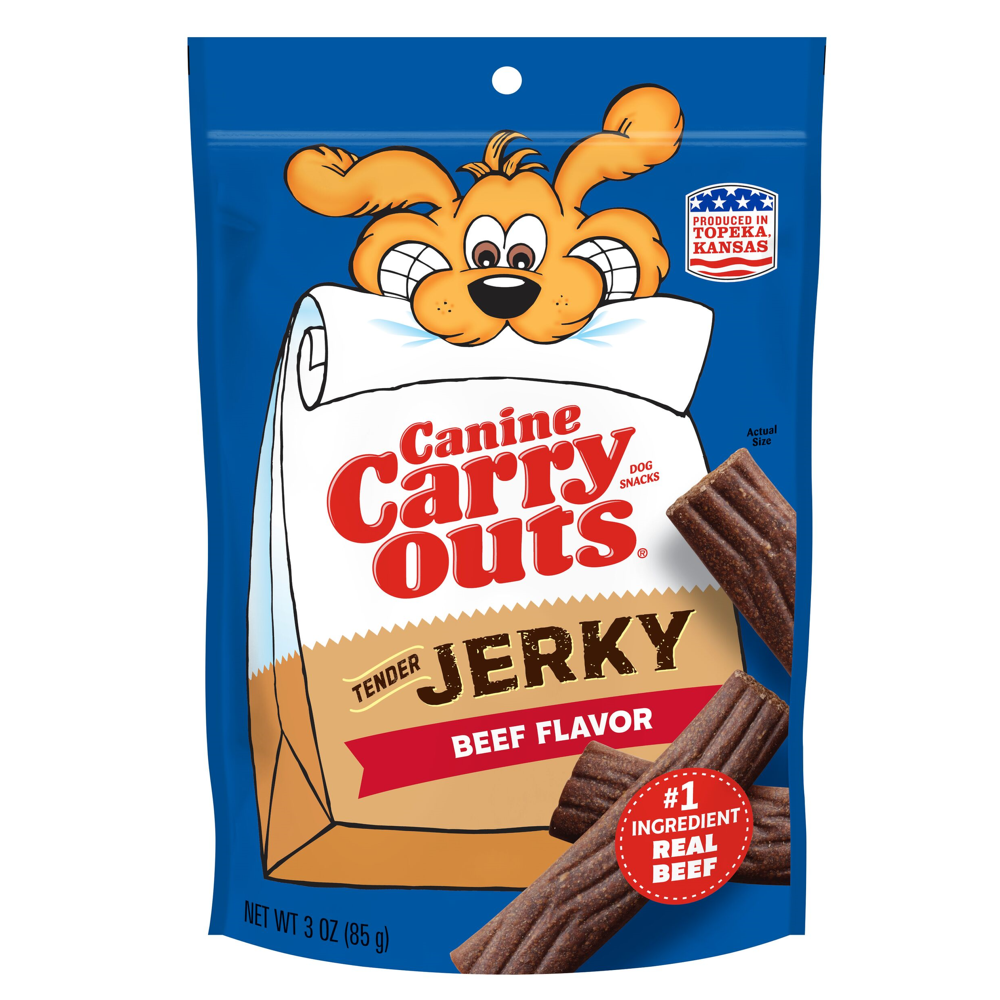 Canine Carry Outs Tender Jerky Dog Treats, Beef Flavor Dog Chews, 3