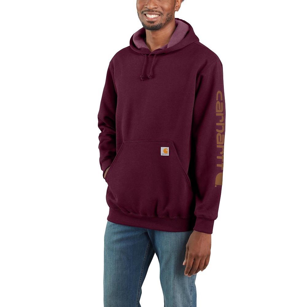 Carhartt Men's Loose Fit Midweight Logo Sleeve Graphic Hoodie