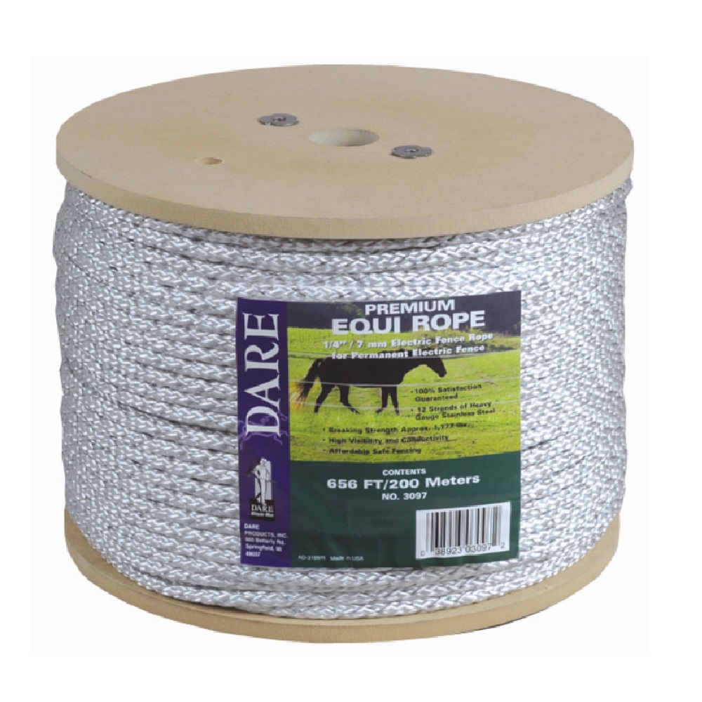 Dare 9/32\". x 600' Heavy Duty Electric Fence EquiRope, White 3097 Rural King