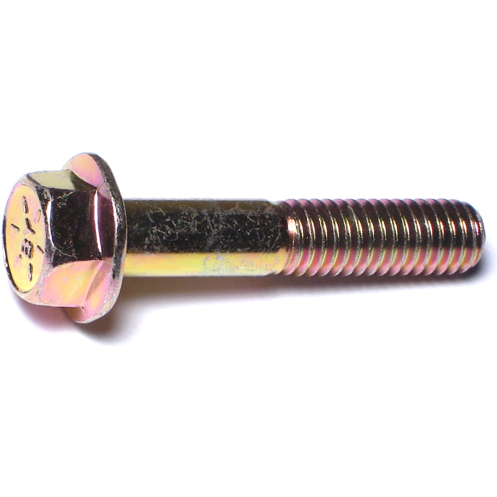 Hard-to-Find Fastener 3/8-16 X 1" Grade 8 Coarse Hex Flange Bolts – Yellow Zinc, 6 Pieces, Heavy-Duty Steel