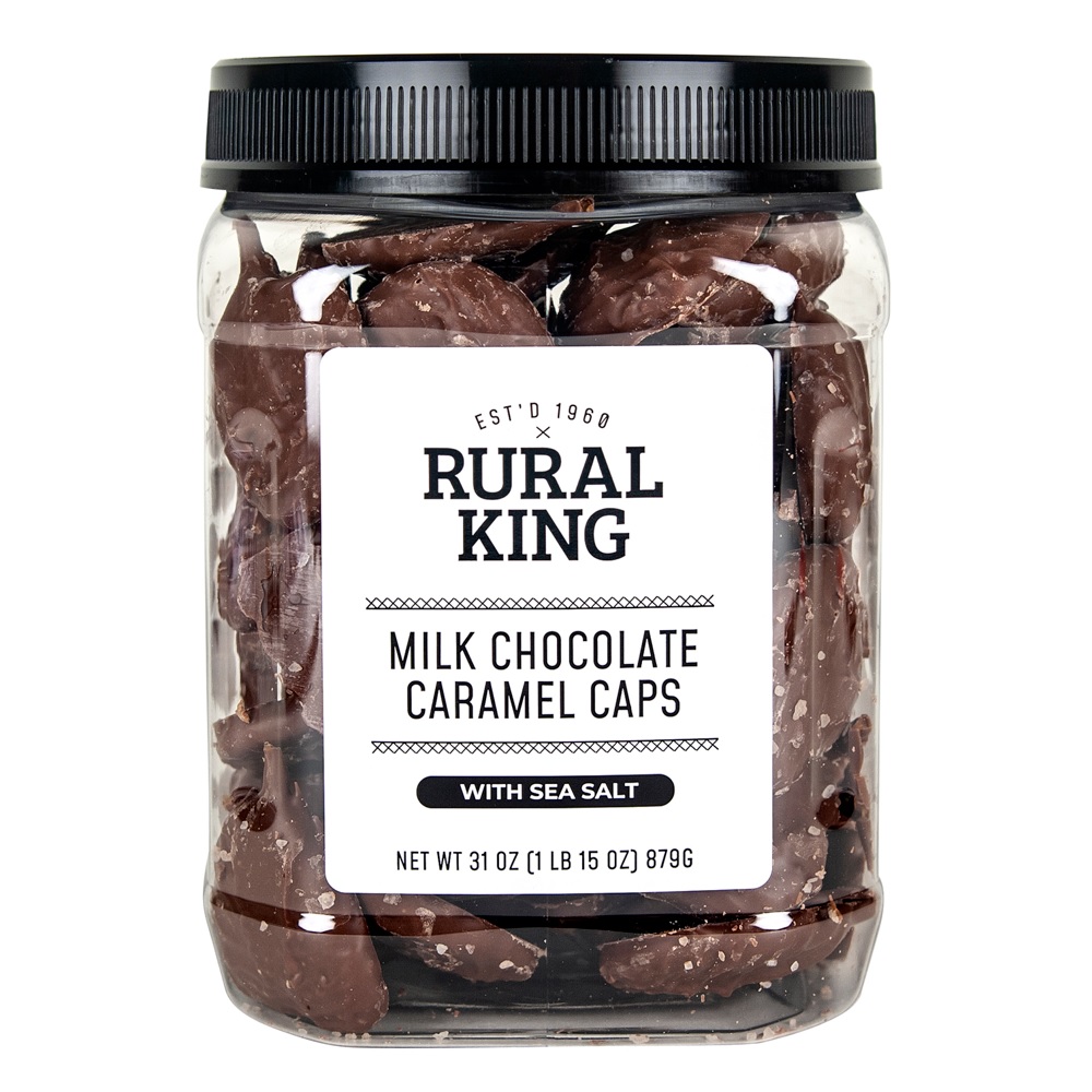 Rural King Milk Chocolate Caramel Caps With Sea Salt, 31 oz. Container Rural King