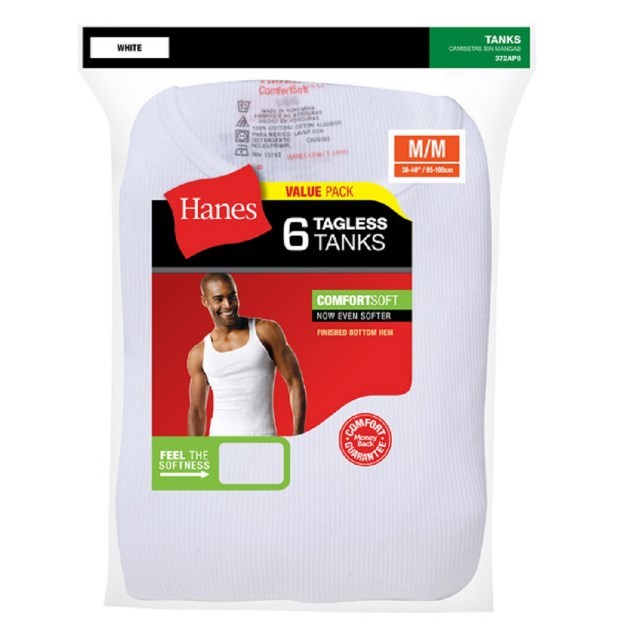 Hanes Men's FreshIQ ComfortSoft White Tank Undershirt 6-Pack