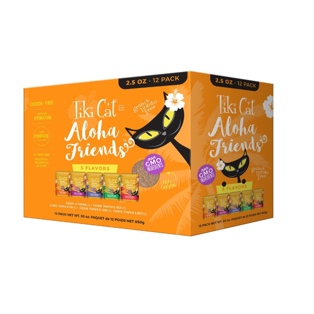 Tiki Cat Aloha Friends Wet Cat Food, Variety Pack, 2.5 oz. Pouch, 12