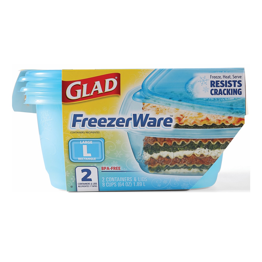 Glad FreezerWare Large Rectangle, 64 oz., 2 Pack - BBG15451