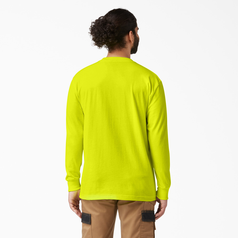 Dickies Mens Long Sleeve Heavyweight Neon Crew Neck Shirt, Bright
