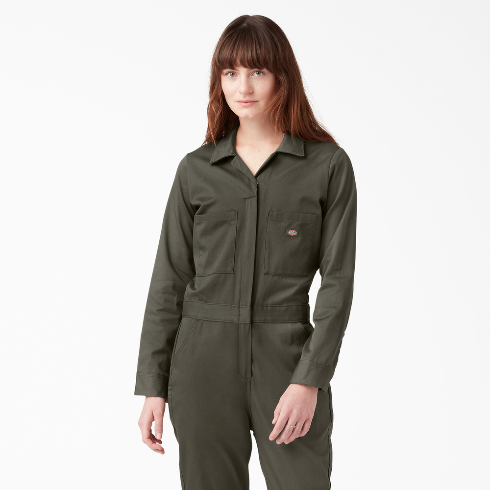 Dickies Womens Long Sleeve Cotton Coverall, Moss Green - FV483