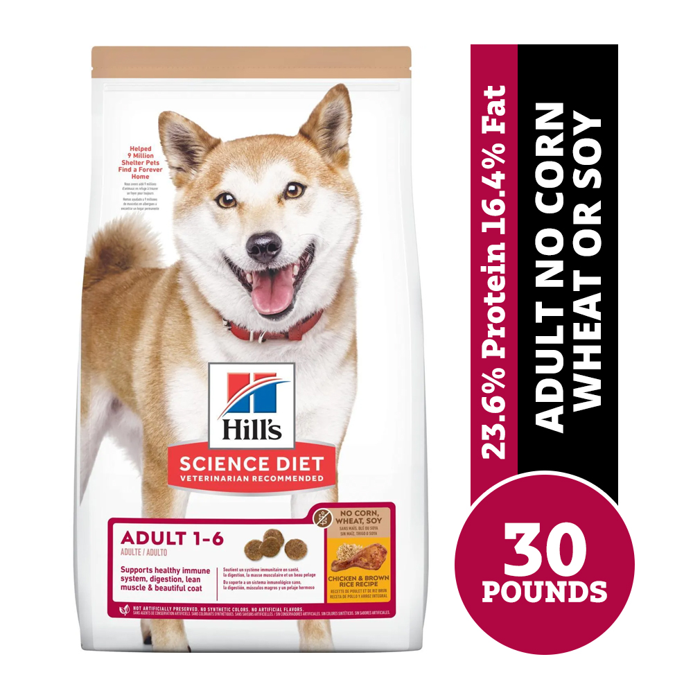 Hill's Science Diet Adult No Corn, Wheat or Soy Chicken & Brown Rice ... - Grain Free Thyroid Support Dog Food With No Corn Or Wheat