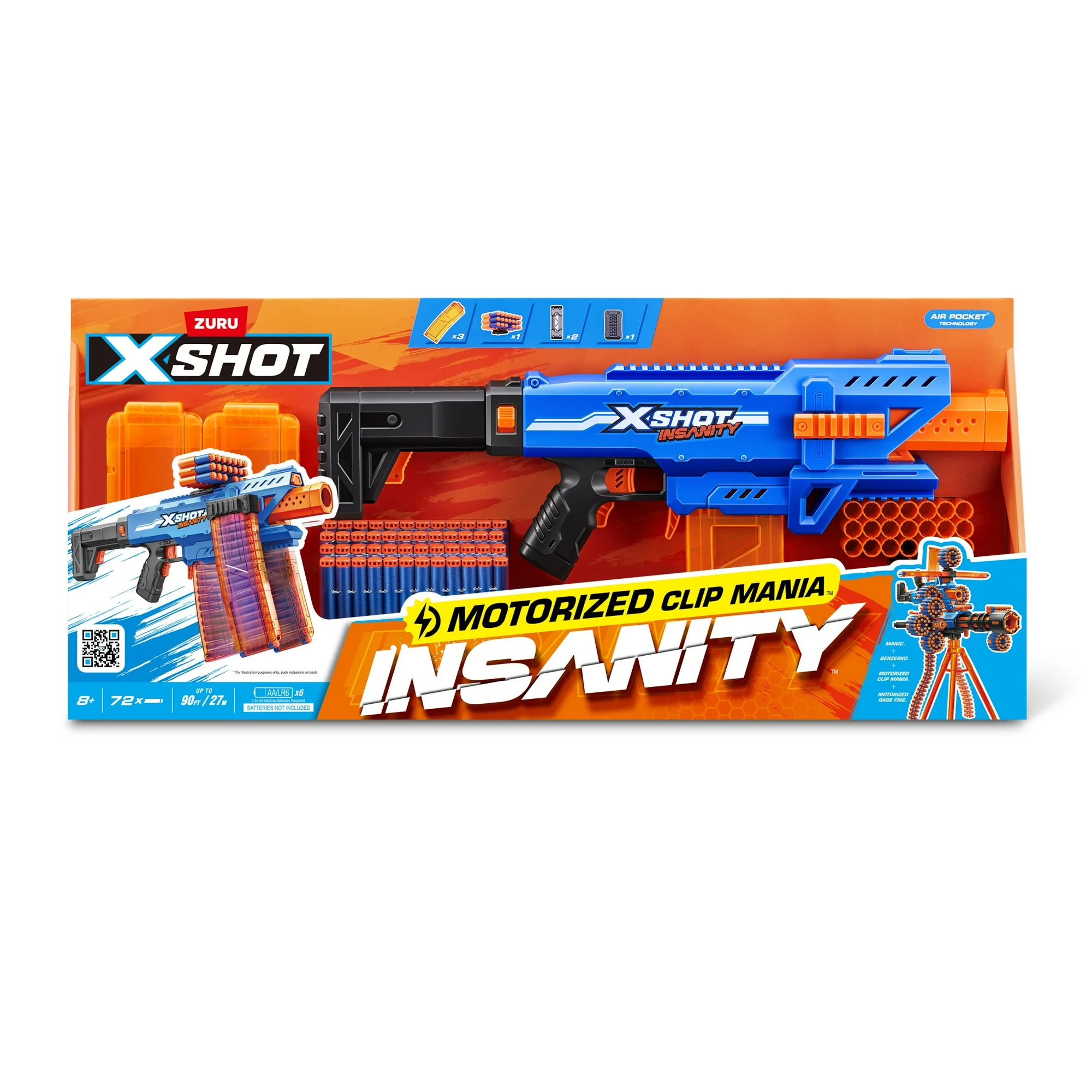 Zuru XSHOT Insanity Motorized Clip Mania Dart Blaster with 48