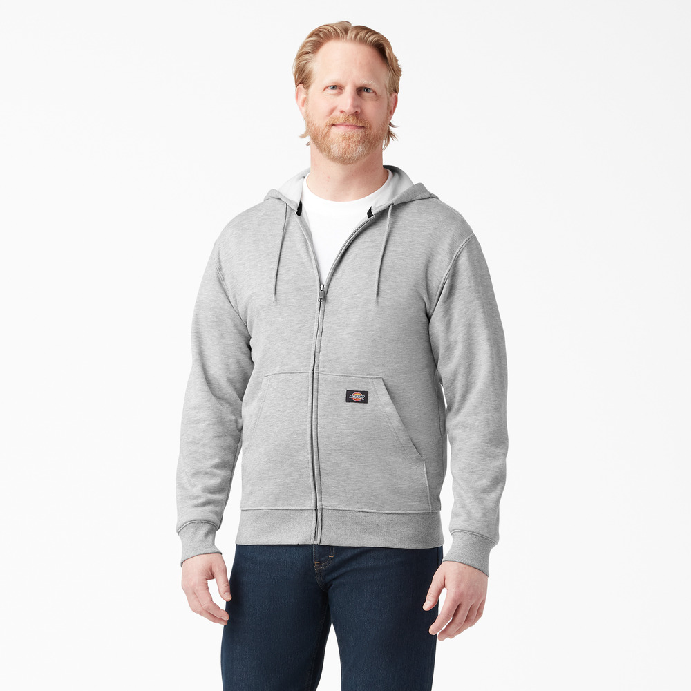 Dickies Mens Fleece Full Zip Hoodie, Heather Gray - TW291