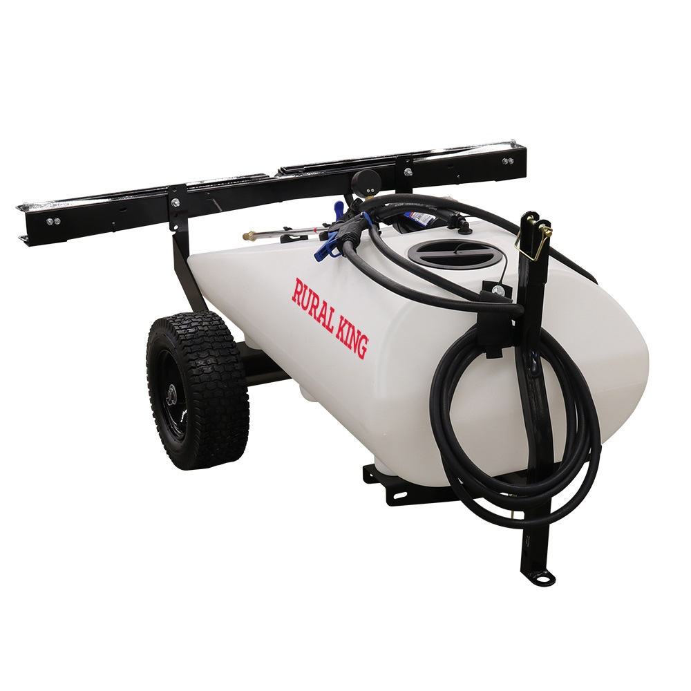 Rural King 24Gallon Deluxe Trailer Broadcast Sprayer 2.2GPM, 7' Swath, 70 PSI Max SLO41