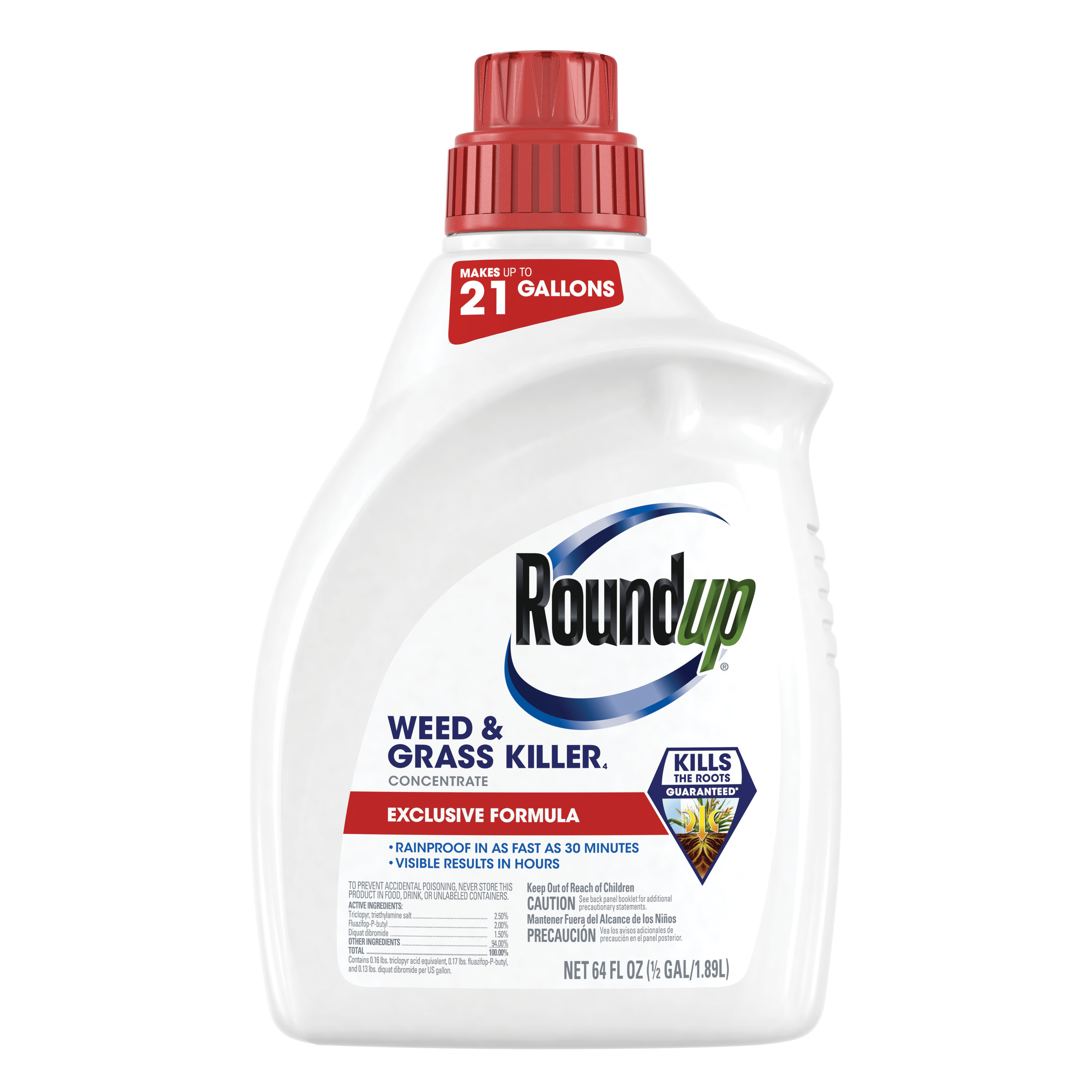 Roundup Weed & Grass Killer Concentrate Plus, 0.5 Gallon Bottle Rural