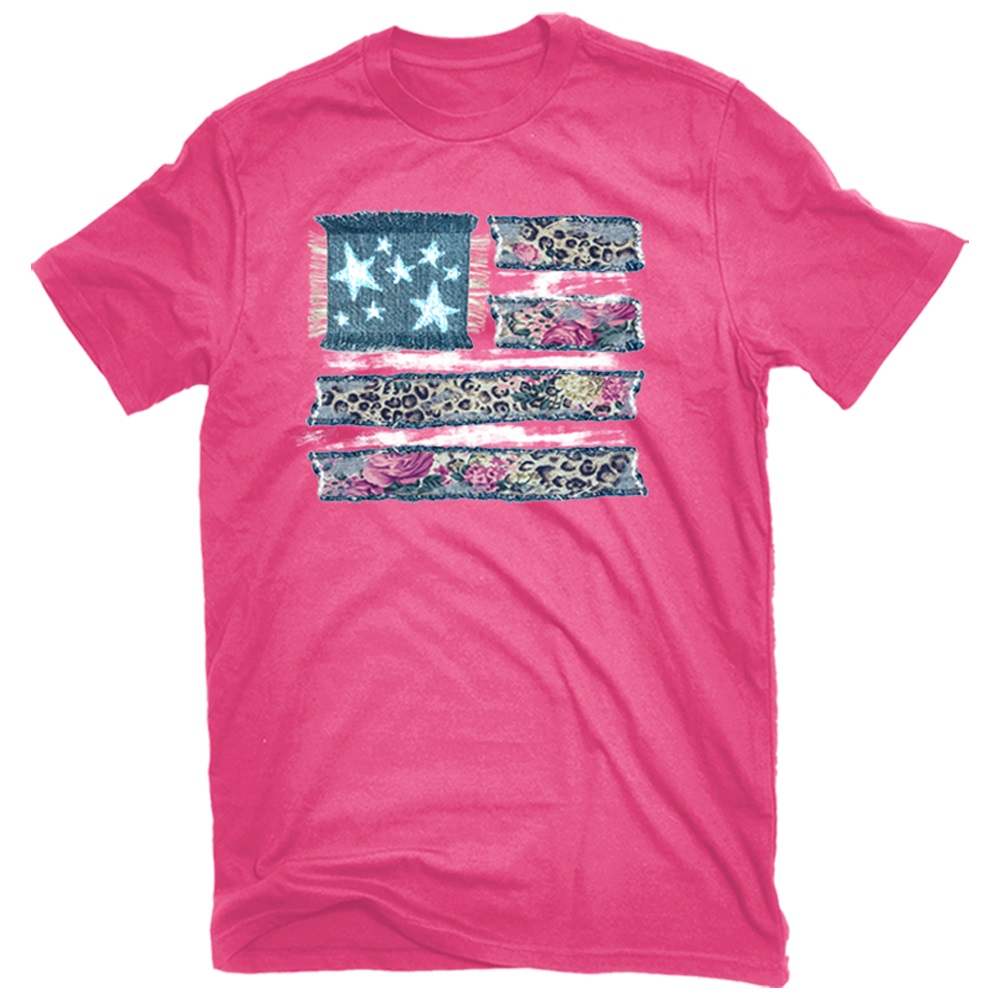 Lincoln Outfitter's Women's \"Denim Flag\" Graphic TShirt, Sangria
