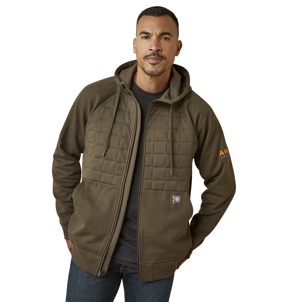 Ariat Men's Rebar Regulator Full Zip Work Hoodie, Wren 10046189