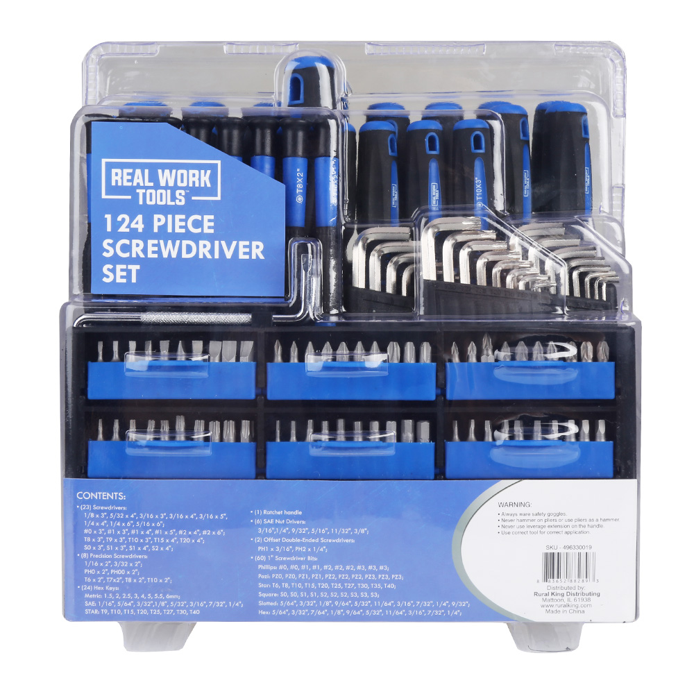 Real Work Tools™ Screwdriver Set with Stand, 124Piece 882890204