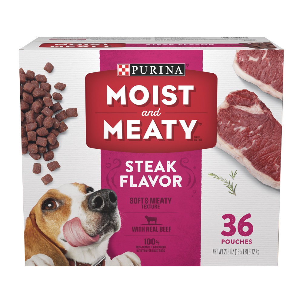 Purina Moist and Meaty Steak Flavor Soft Dog Food Pouches, 36 ct. Pouch Rural King