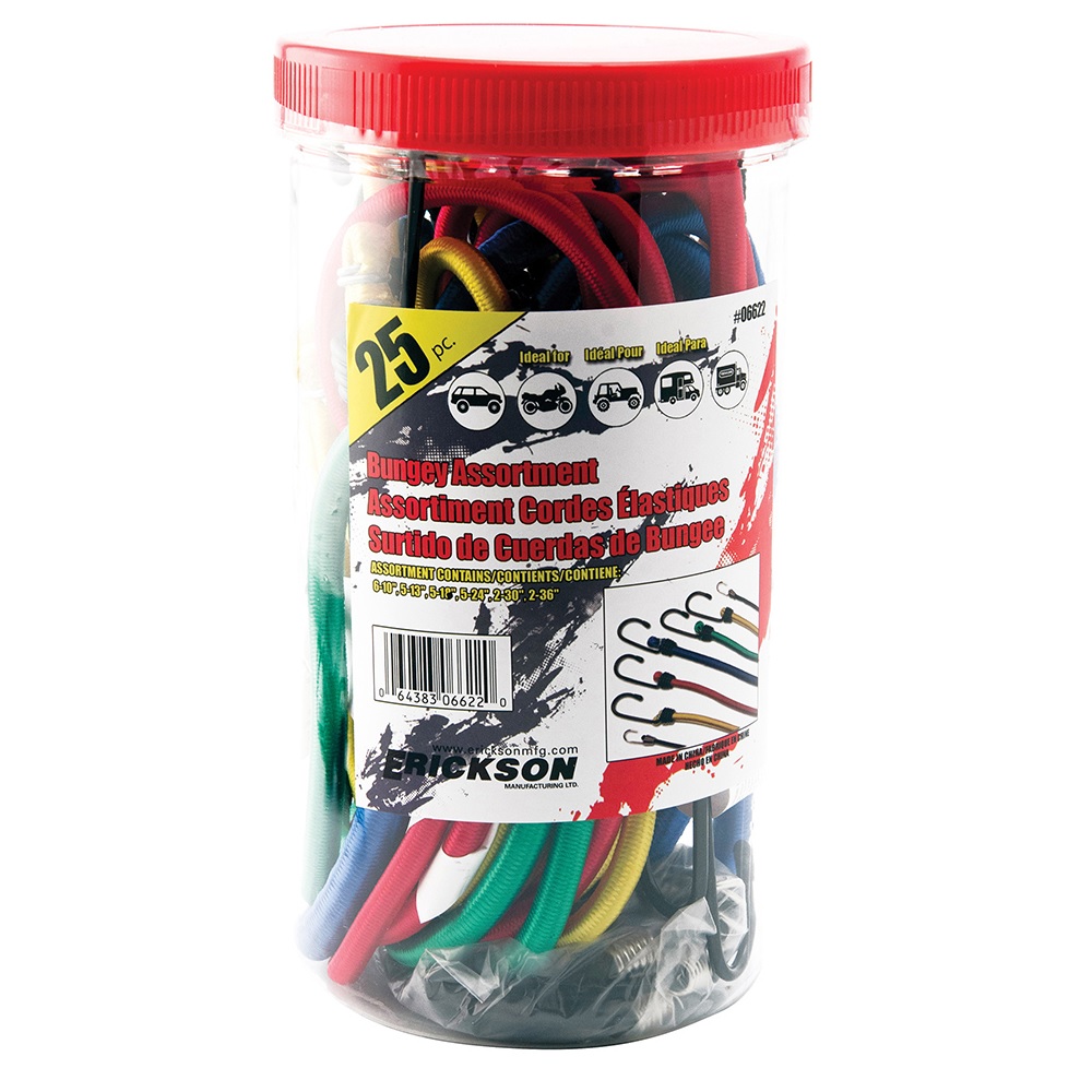 Erickson Assorted Jar of Bungee Cords, 25 Pack 06622 Rural King