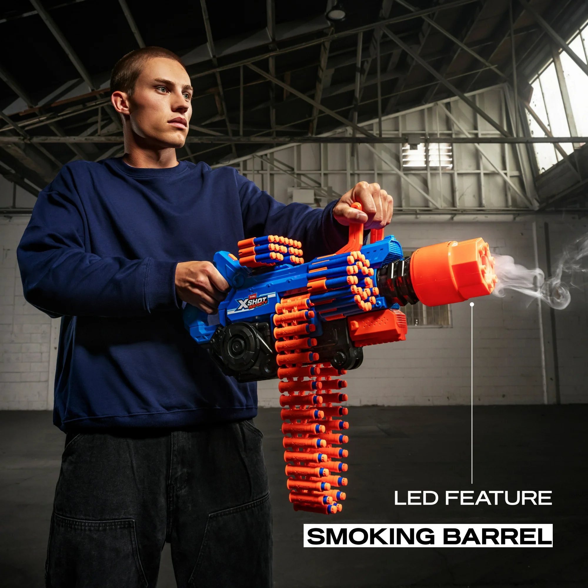 Zuru XSHOT Insanity Smoking Barrel Dart Blaster with Belt, Tripod