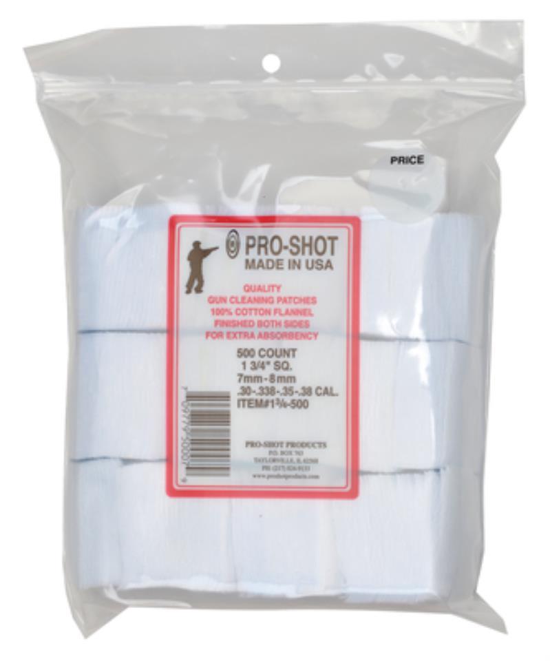 Pro-Shot Square Cleaning Patch .38 Caliber, 500 Count - 1 3/4-500