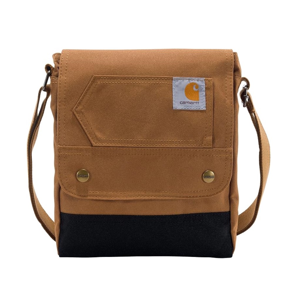 Carhartt Crossbody Bag with Flap Over Snap, Brown Carhartt Crossbody Bag with Flap Over Snap, Brown
